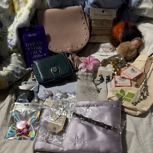 Kendra Scott , Kate Spade Lavender Satin Jewelry Pouch with Assorted Accessories